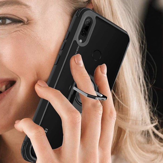 Huawei Y7 Prime 2019 CaseUp Ring Tough Holder Kılıf Siyah 5